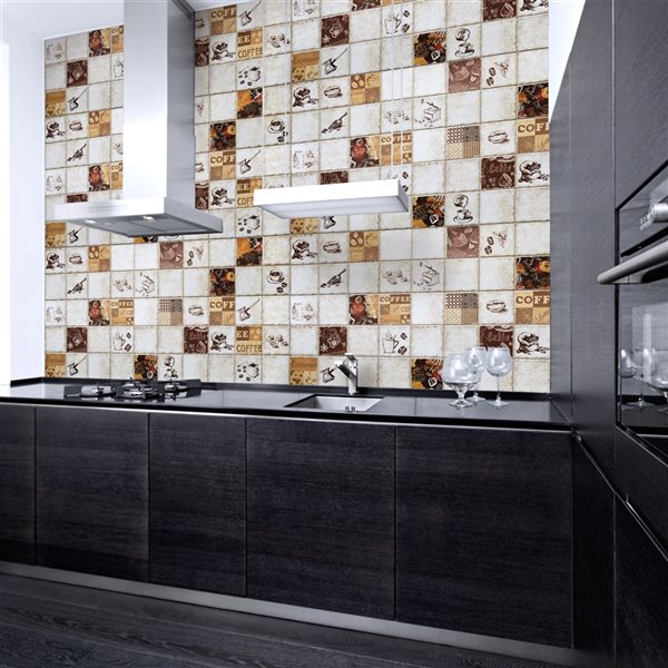 Dundee Deco Falkirk Retro 3D III Bronze Beige Faux Tile 3.2 ft X 1.6 ft ...