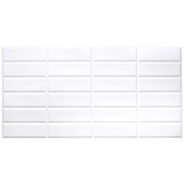 Panneau mural Falkirk rétro 3D III de Dundee Deco, tuile blanche, 3,1 pi x 1,6 pi, PVC, 4,9 pi² chacun, paquet de 10