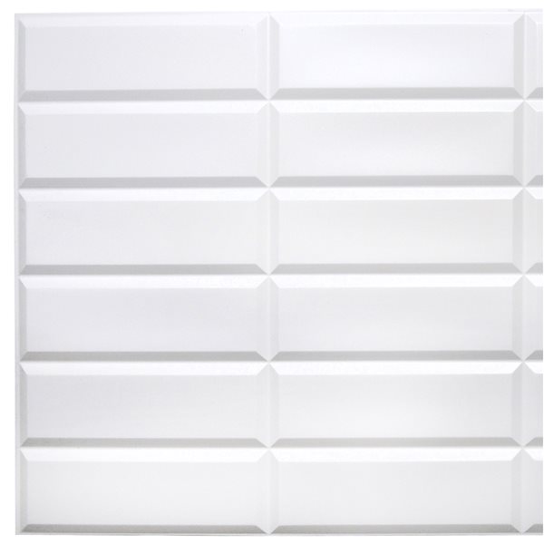 Dundee Deco Falkirk Retro 3D III White Faux Tile 3.1 ft X 1.6 ft PVC 3D Wall Panel - 4.9-sq. ft. each - 10-Pack