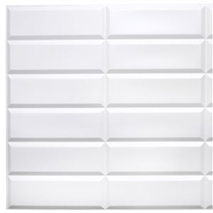Dundee Deco Falkirk Retro 3D III White Faux Tile 3.1 ft X 1.6 ft PVC 3D Wall Panel - 4.9-sq. ft. each - 10-Pack