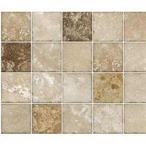 Dundee Deco Falkirk Retro 3D III Brown Beige Faux Tile 3 ft x 2 ft PVC 3D Wall Panel - 5.8-sq. ft. each - 10-Pack