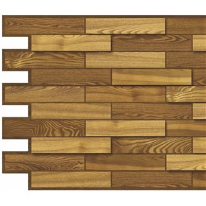 Dundee Deco Falkirk Retro 3D III Brown Faux Wood 3.2 ft X 1.6 ft PVC 3D Wall Panel - 5.1-sq. ft. each - 10-Pack