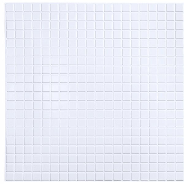 Dundee Deco Falkirk Retro 3D III White Faux Mosaic 3.1 ft X 1.6 ft PVC 3D Wall Panel - 4.9-sq. ft. each - 10-Pack