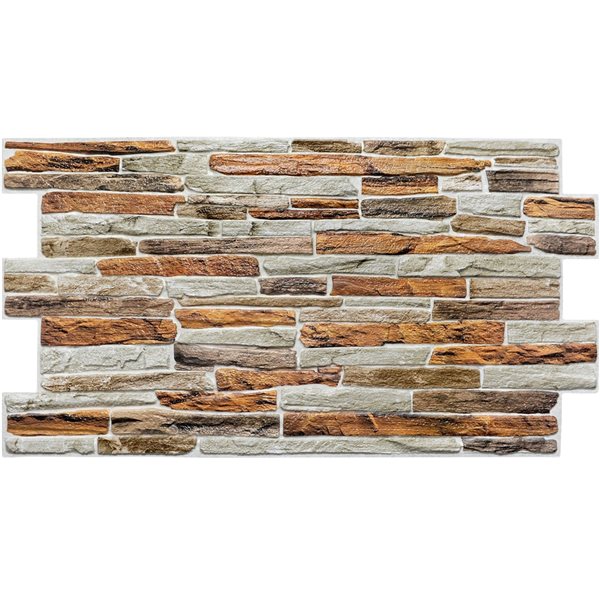 Dundee Deco Falkirk Retro 3D III Orange Faux Stone 3.2 ft X 1.6 ft PVC 3D Wall Panel - 5.3-sq. ft. each