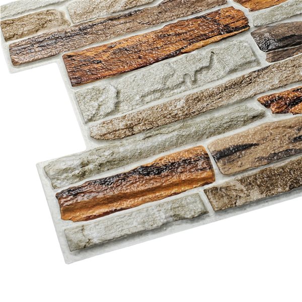 Dundee Deco Falkirk Retro 3D III Orange Faux Stone 3.2 ft X 1.6 ft PVC 3D Wall Panel - 5.3-sq. ft. each