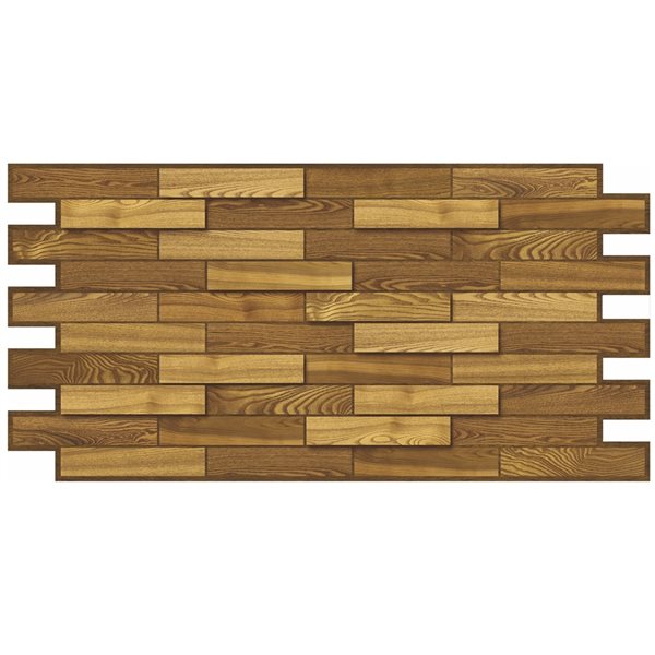 Panneau mural Falkirk rétro 3D III de Dundee Deco, faux bois marron, 3,2 pi x 1,6 pi, 5,1 pi² chacun