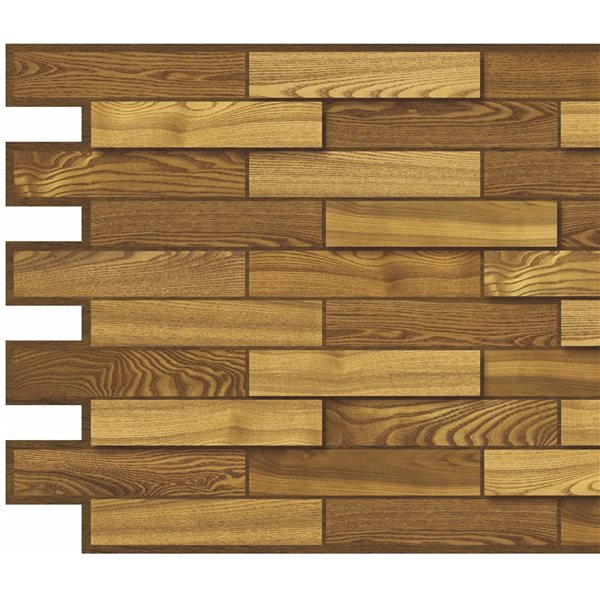 Dundee Deco Falkirk Retro 3D III Brown Faux Wood 3.2 ft X 1.6 ft PVC 3D Wall Panel - 5.1-sq. ft. each