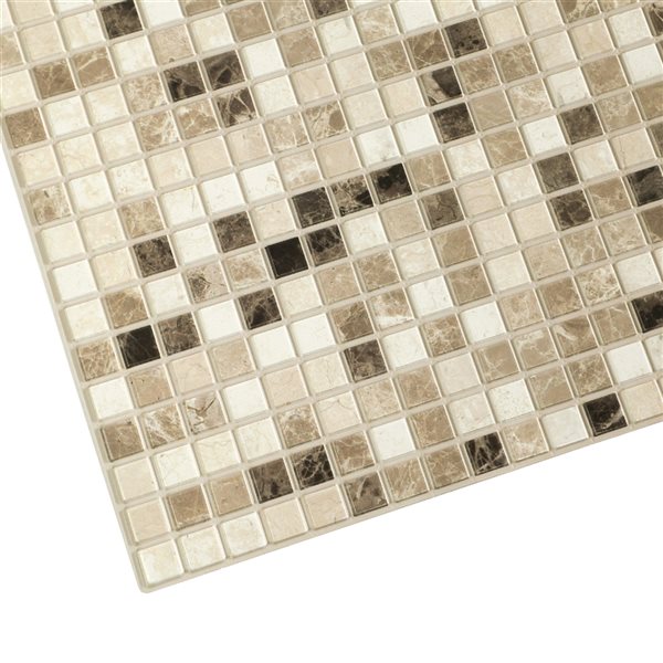 Panneau mural Falkirk rétro 3D III de Dundee Deco, fausse mosaïque beige 3,1 pi x 1,6 pi, 5 pi² chacun