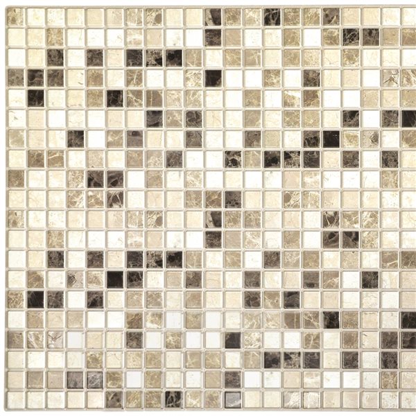 Panneau mural Falkirk rétro 3D III de Dundee Deco, fausse mosaïque beige 3,1 pi x 1,6 pi, 5 pi² chacun