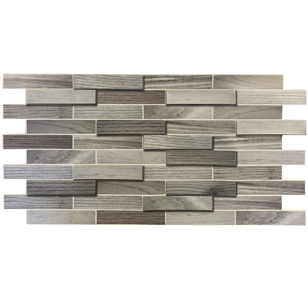 Dundee Deco Falkirk Retro 3D III Beige Faux Tile 3.2 ft X 1.6 ft PVC 3D Wall Panel - 5.1-sq. ft. each - 10-Pack