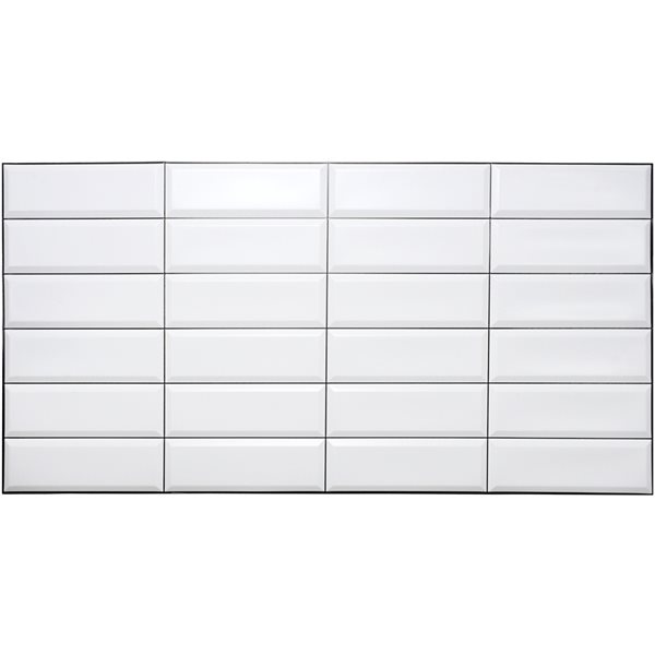 Dundee Deco Falkirk Retro 3D III White Grey Faux Tile 3.1 ft X 1.6 ft PVC 3D Wall Panel - 4.9-sq. ft. each