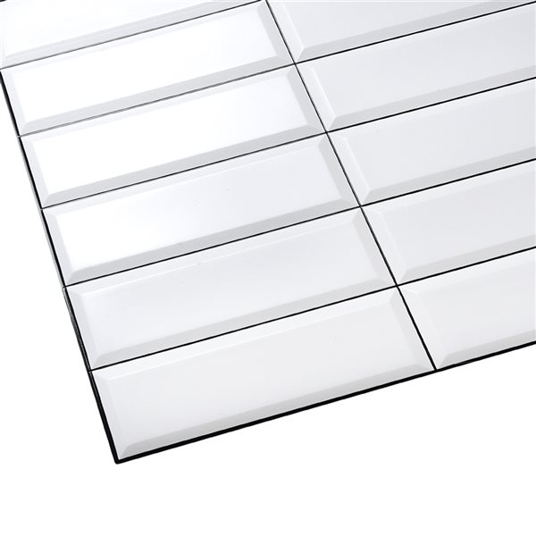 Dundee Deco Falkirk Retro 3D III White Grey Faux Tile 3.1 ft X 1.6 ft PVC 3D Wall Panel - 4.9-sq. ft. each