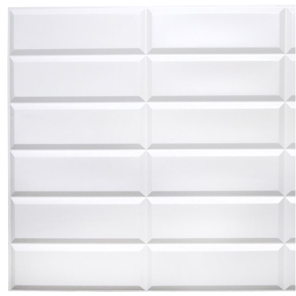 Dundee Deco Falkirk Retro 3D III White Faux Tile 3.1 ft X 1.6 ft PVC 3D Wall Panel - 4.9-sq. ft. each