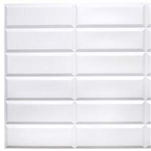 Dundee Deco Falkirk Retro 3D III White Faux Tile 3.1 ft X 1.6 ft PVC 3D Wall Panel - 4.9-sq. ft. each