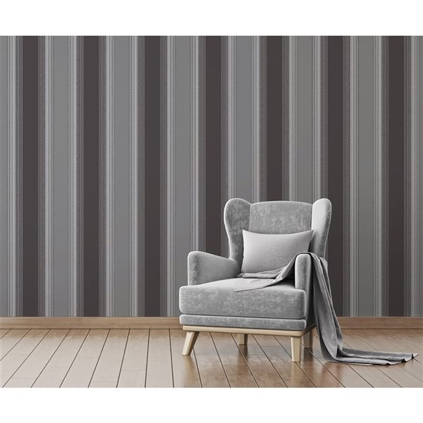 Fine Decor Stefano Black Stripe 56.4-sq. ft. Unpasted Nonwoven Wallpaper