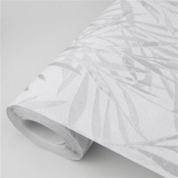 Advantage Bondi Light Grey Botanical 57.8-sq. ft. Unpasted Vinyl Wallpaper