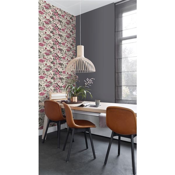 ESTA Home Penny Pink Floral 56.4-sq. ft. Unpasted Nonwoven Wallpaper