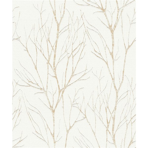 Advantage Diani Gold Metallic Tree 57.8-sq. ft. Unpasted Vinyl Wallpaper