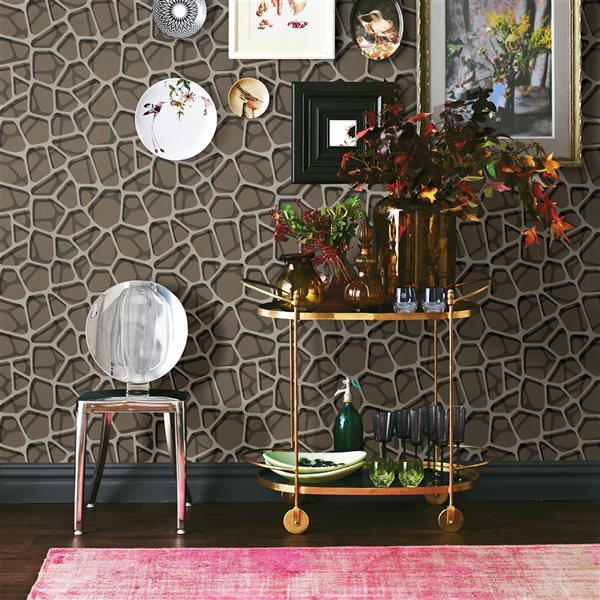 Fine Decor Connery Coffee Abstract 56.4-sq. ft. Unpasted Vinyl Wallpaper