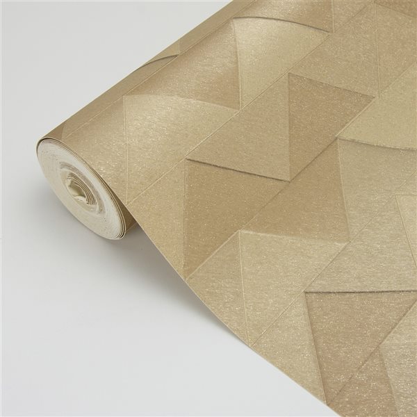 Fine Decor Matrix Gold Triangle 56.4-sq. ft. Unpasted Vinyl Wallpaper