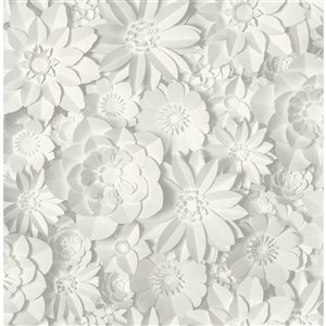 Fine Decor Dacre White Floral 56.4-sq. ft. Unpasted Paper Wallpaper