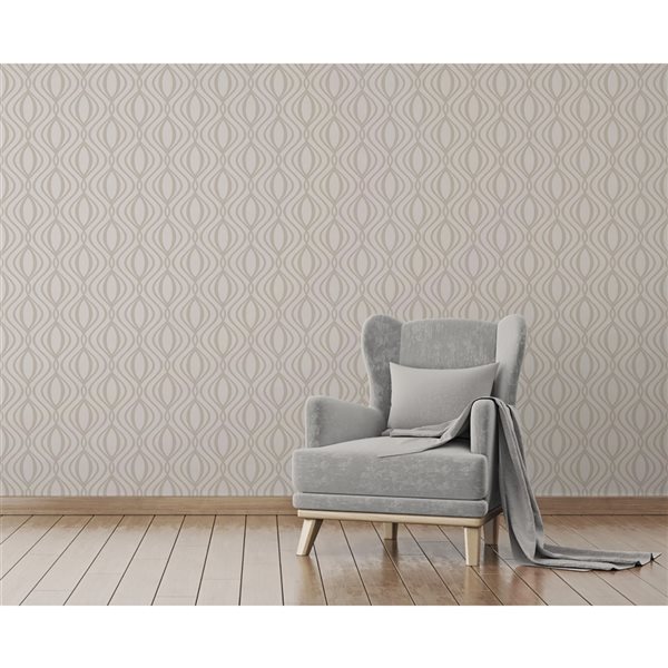 Fine Decor Quentin Neutral Ogee 56.4-sq. ft. Unpasted Nonwoven Wallpaper