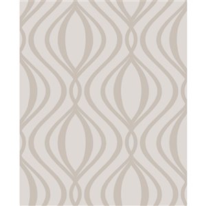 Fine Decor Quentin Neutral Ogee 56.4-sq. ft. Unpasted Nonwoven Wallpaper