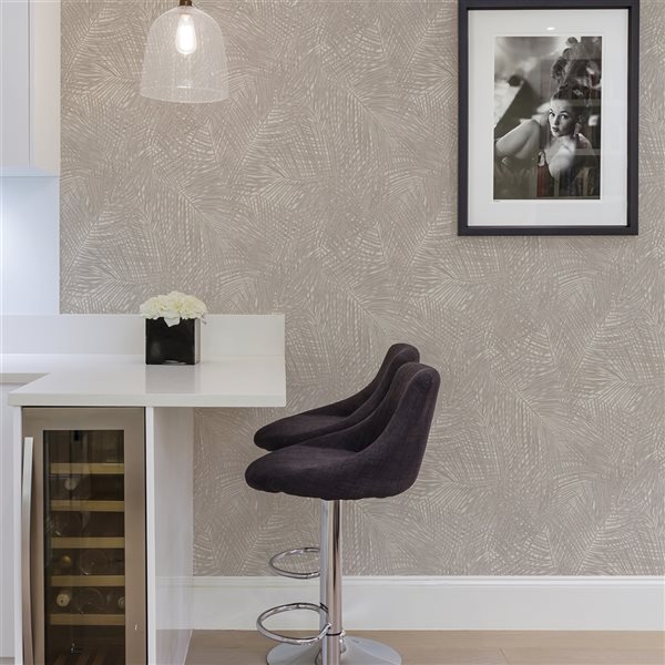 Advantage Raina Taupe Fronds 57.8-sq. ft. Unpasted Vinyl Wallpaper