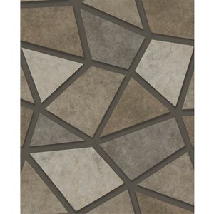 Fine Decor Coty Brown Mosaic 56.4-sq. ft. Unpasted Nonwoven Wallpaper