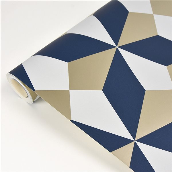 Fine Decor Newby Navy Geometric 56.4-sq. ft. Unpasted Paper Wallpaper