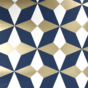 Fine Decor Newby Navy Geometric 56.4-sq. ft. Unpasted Paper Wallpaper