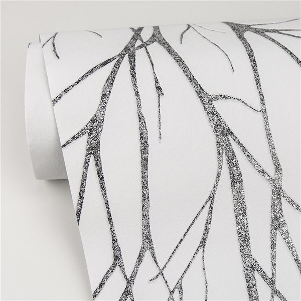 Advantage Diani Charcoal Metallic Tree 57.8-sq. ft. Unpasted Vinyl Wallpaper