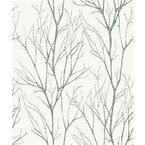 Advantage Diani Charcoal Metallic Tree 57.8-sq. ft. Unpasted Vinyl Wallpaper