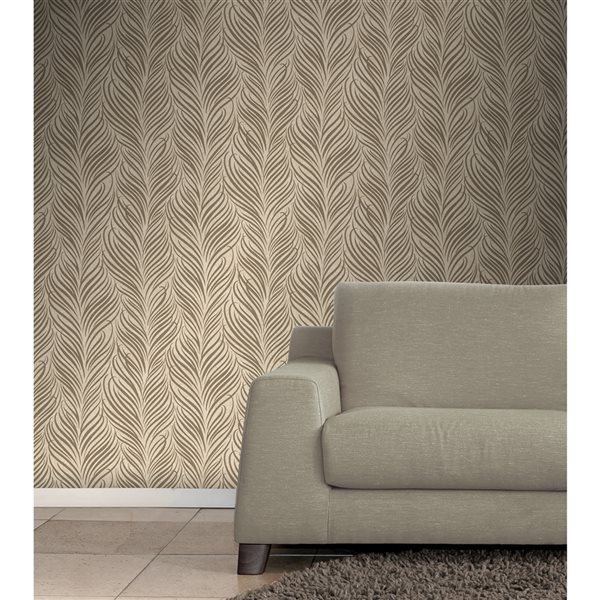 Fine Decor Alfie Wheat Botanical 56.4-sq. ft. Unpasted Nonwoven Wallpaper