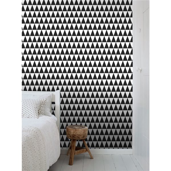 ESTA Home Verdon Black Geometric 56.4-sq. ft. Unpasted Nonwoven Wallpaper