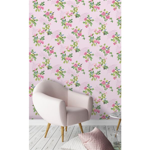 Fine Decor Juniper Pink Botanical 56.4-sq. ft. Unpasted Nonwoven Wallpaper