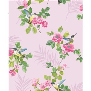 Fine Decor Juniper Pink Botanical 56.4-sq. ft. Unpasted Nonwoven Wallpaper