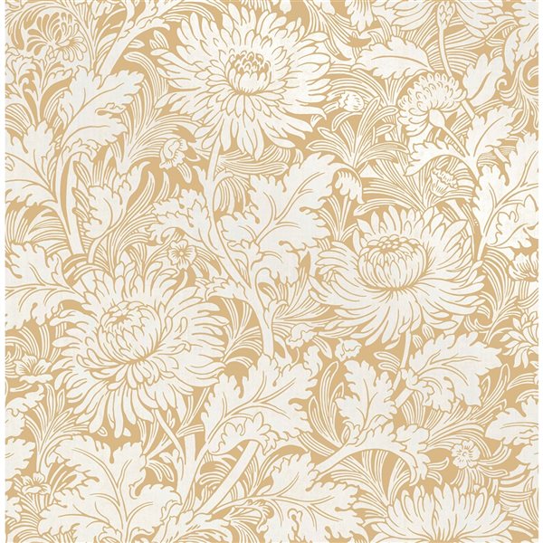 Fine Decor Zinnia Mustard Floral 56.4-sq. ft. Unpasted Nonwoven Wallpaper