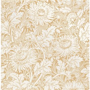 Fine Decor Zinnia Mustard Floral 56.4-sq. ft. Unpasted Nonwoven Wallpaper