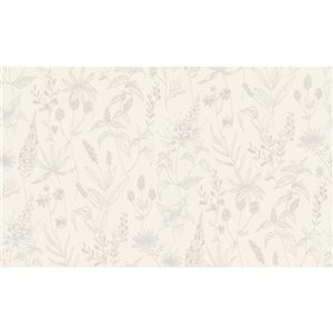 Advantage Nami White Floral 57.8-sq. ft. Unpasted Vinyl Wallpaper