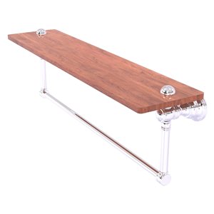 Allied Brass Carolina Polished Chrome 1-Tier Wood Wall Mount Bathroom Shelf