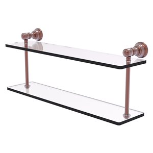 Allied Brass Carolina 22-in Antique Copper 2-Tier Glass Wall Mount Bathroom Shelf