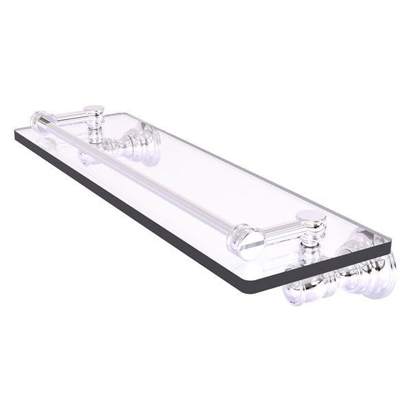 Allied Brass Carolina 16-in Polished Chrome 1-Tier Glass/Wall Mount Bathroom Shelf