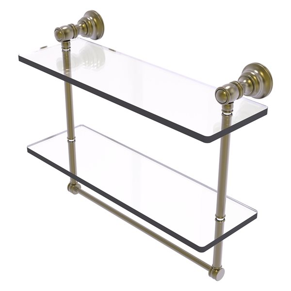 Allied Brass Carolina Antique Brass 2-Tier Glass Wall Mount Bathroom ...