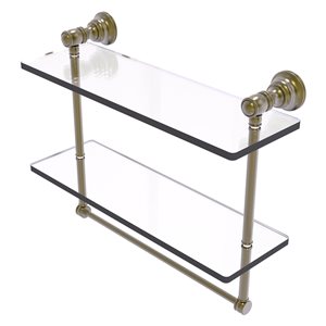 Allied Brass Carolina Antique Brass 2-Tier Glass Wall Mount Bathroom Shelf - 16-in