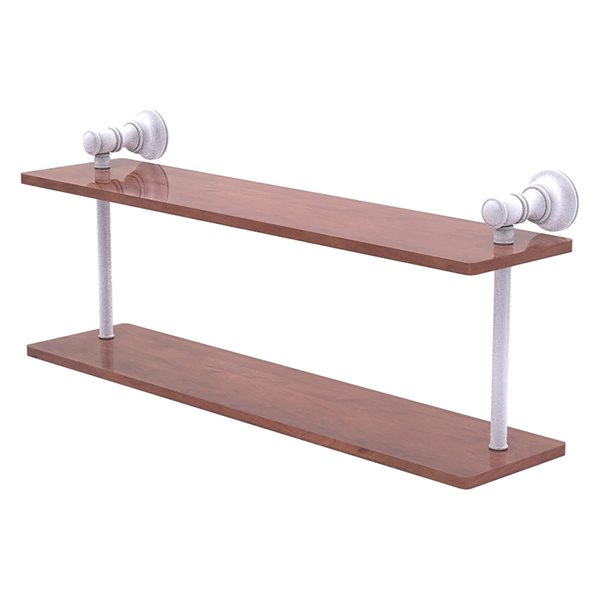 Allied Brass Carolina 22-in Matte White 2-Tier Wood Wall Mount Bathroom Shelf
