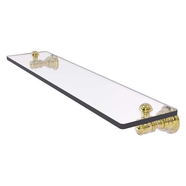 Allied Brass Carolina 22-in Unlacquered Brass 1-Tier Glass Wall Mount Bathroom Shelf