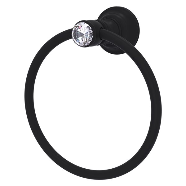 Allied Brass Carolina Crystal Matte Black Wall Mount Towel Ring