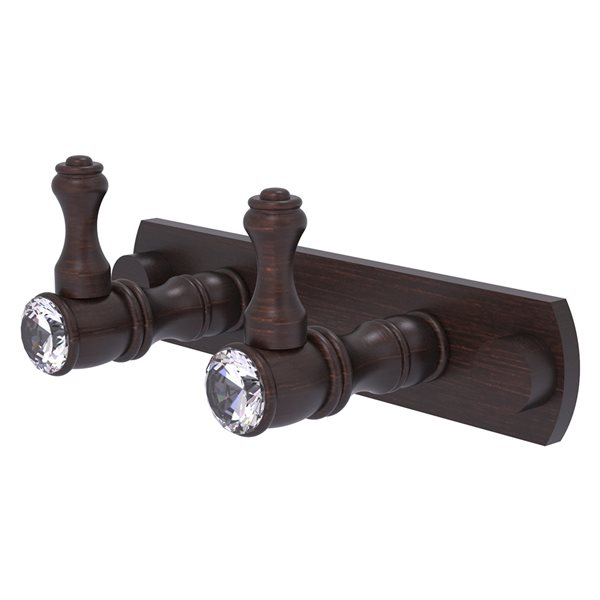 Allied Brass Carolina Crystal 2-Hook Venetian Bronze Towel Hook