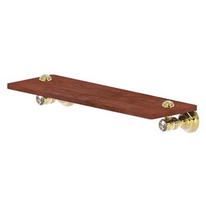 Allied Brass Carolina Crystal Unlacquered Brass Wood Wall Mount Bathroom Shelf